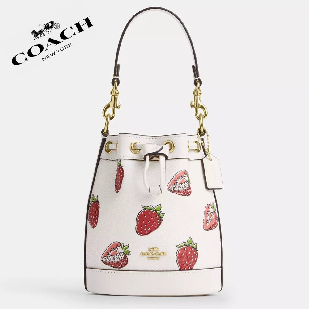 🍓Coach Mini Bucket Bag With Strawberry Print